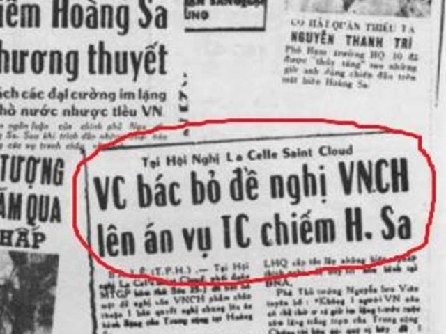 Việt Cộng bác bỏ đề nghị của VNCH lên án vụ TC chiếm Hoàng Sa